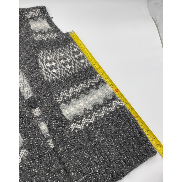 Kenji Women's Fair Isle Knit Long Vest Cardigan Shawl Collar Multi Gray Size L - Picture 6 of 12